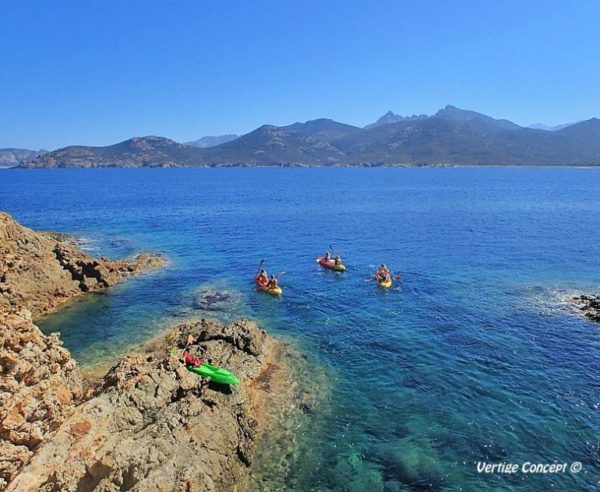 Kayak à Galéria près de Calvi en Corse du nord