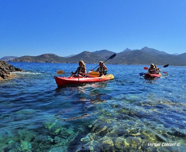 Kayak à Galéria près de Calvi en Corse du nord